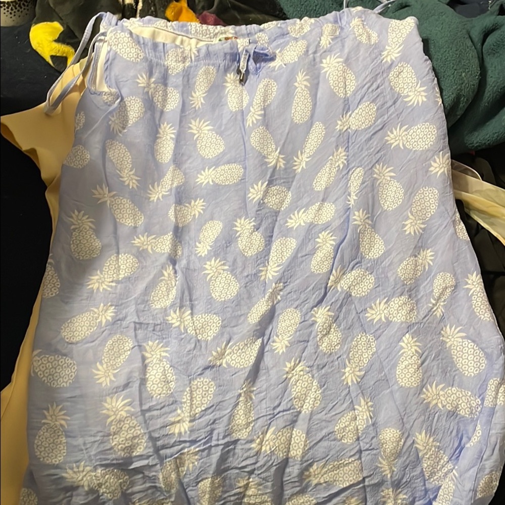 Pineapple Print Swim Coverup in Blue and White